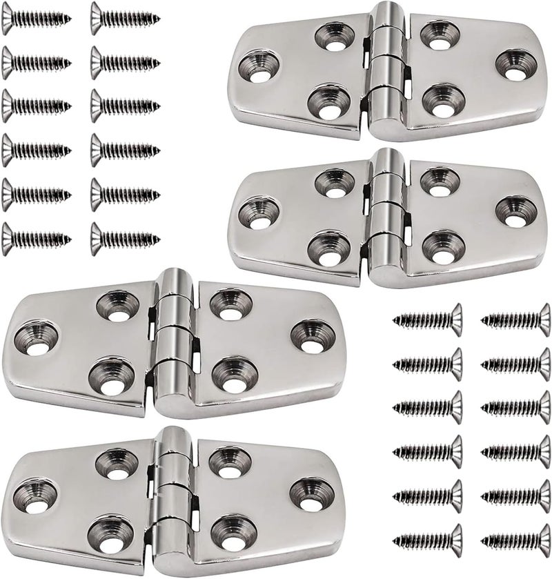 Laorde 316 Stainless Steel Hinges Marine Grade 3" x 1.5" Heavy Duty Boat Hatch Hinge (76 mm X 38 mm) 4 Pack Casting Cabinet Door Hinge with Screws - Image 1